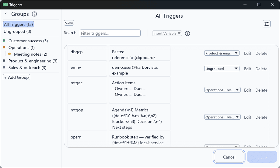 Custom Text Shortcuts